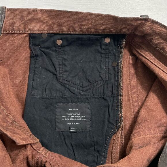 Ralph Lauren Black Label Wax Coated Slim Fit Jeans 36x32 Brown Tin Cloth Canvas - Picture 7 of 9